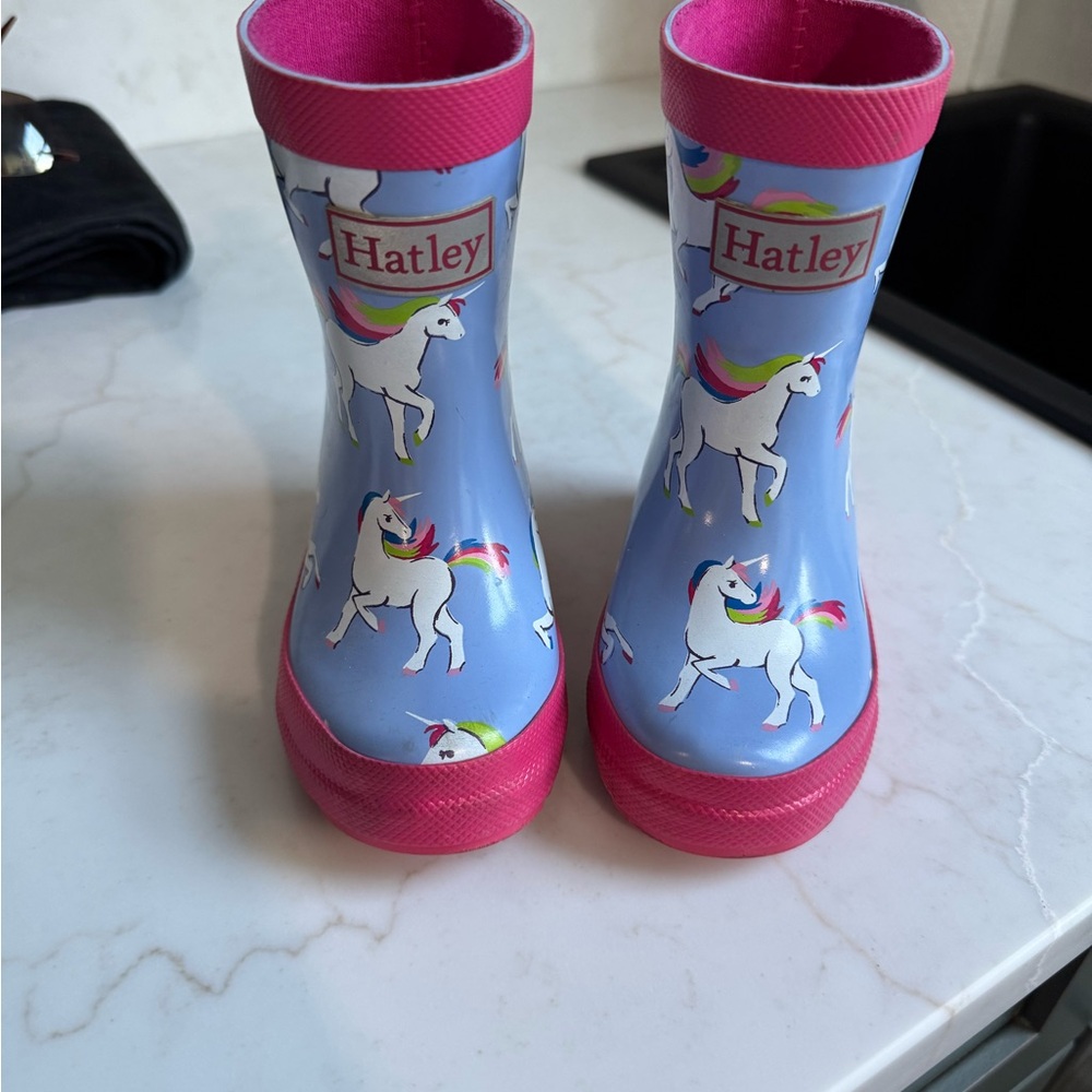 Hatley Pink & Light Blue Unicorn Kids Rain Boots
